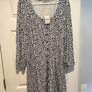 Boden navy and white floral dress SZ 8L NWT